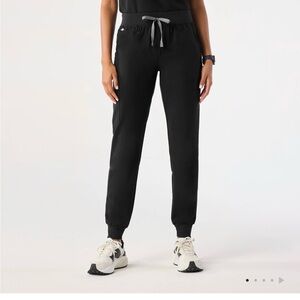 Figs Black Jogger Pants with Gray Drawstring